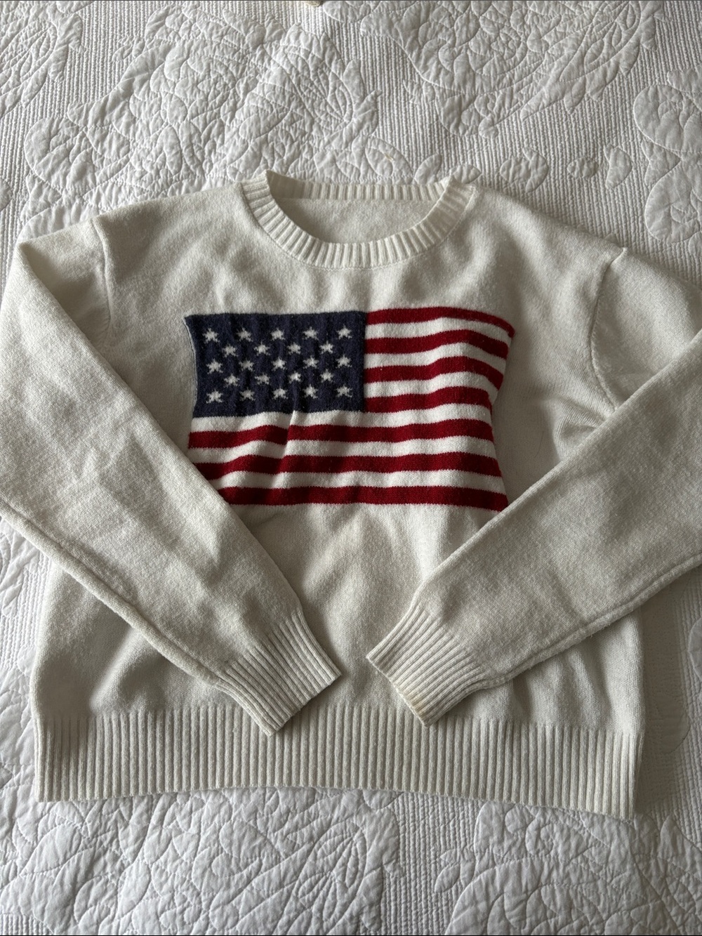 Women's Cream Flag Knit Sweater